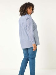 Roman Blue Curve Dobby Spot Stripe Shirt - Image 3 of 5