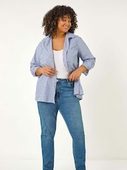Roman Blue Curve Dobby Spot Stripe Shirt - Image 4 of 5