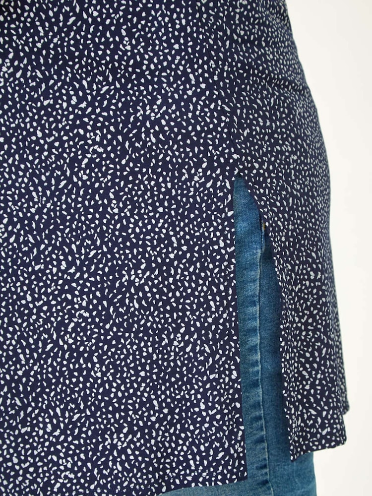 Roman Blue Curve Mono Print Stretch Cardigan - Image 5 of 5 Roman Blue Curve Mono Print Stretch Cardigan - Image 5 of 5