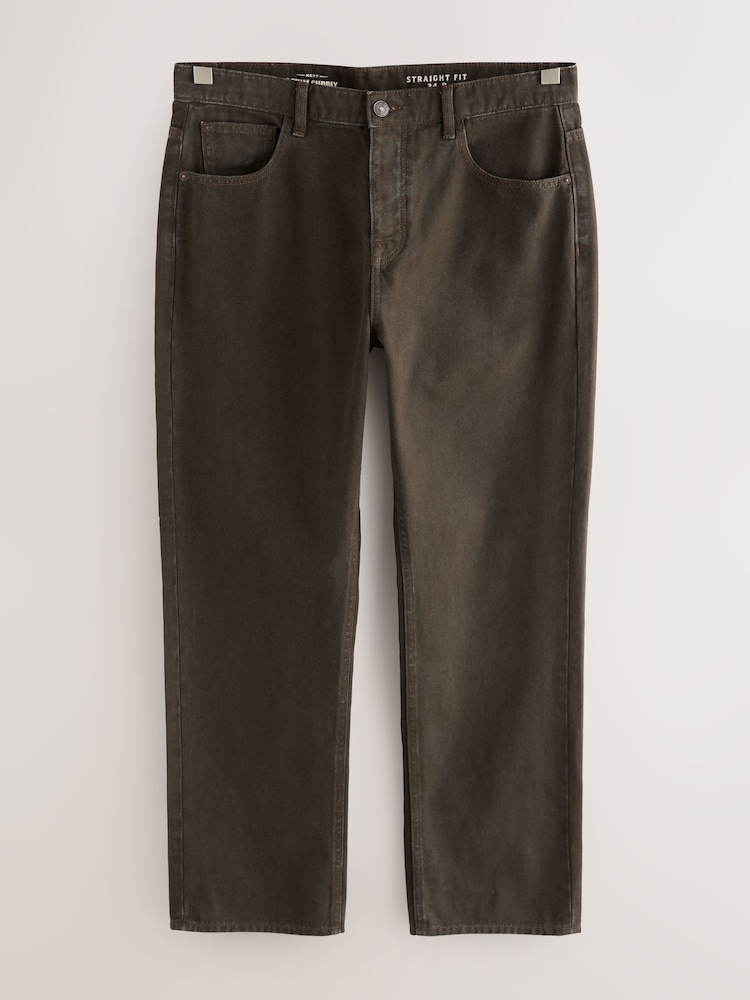 Brown Straight Fit Canvas Denim Jeans - Image 1 of 5 Brown Straight Fit Canvas Denim Jeans - Image 1 of 5