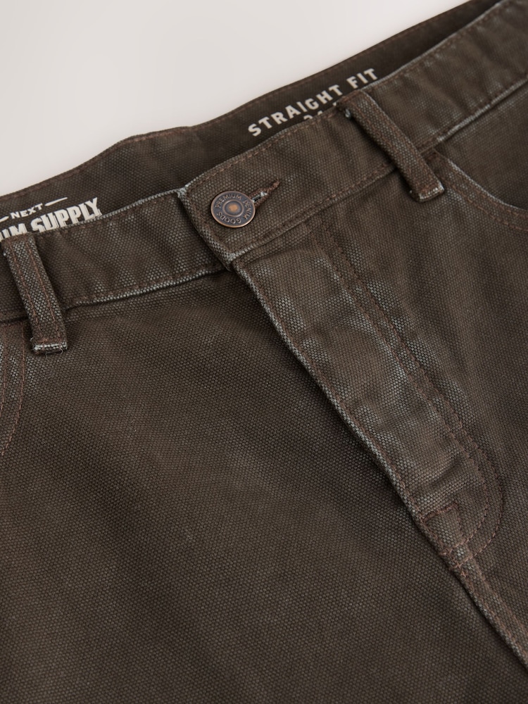 Brown Straight Fit Canvas Denim Jeans - Image 2 of 5 Brown Straight Fit Canvas Denim Jeans - Image 2 of 5