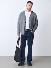 Indigo Blue Textured Denim Jeans - Image 3 of 10