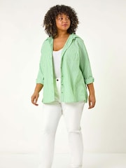 Roman Green Curve Stripe Buttoned Shirt - Image 2 of 5