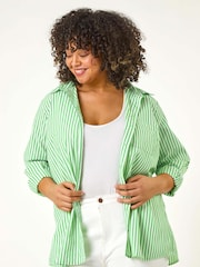 Roman Green Curve Stripe Buttoned Shirt - Image 4 of 5