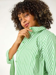Roman Green Curve Stripe Buttoned Shirt - Image 5 of 5
