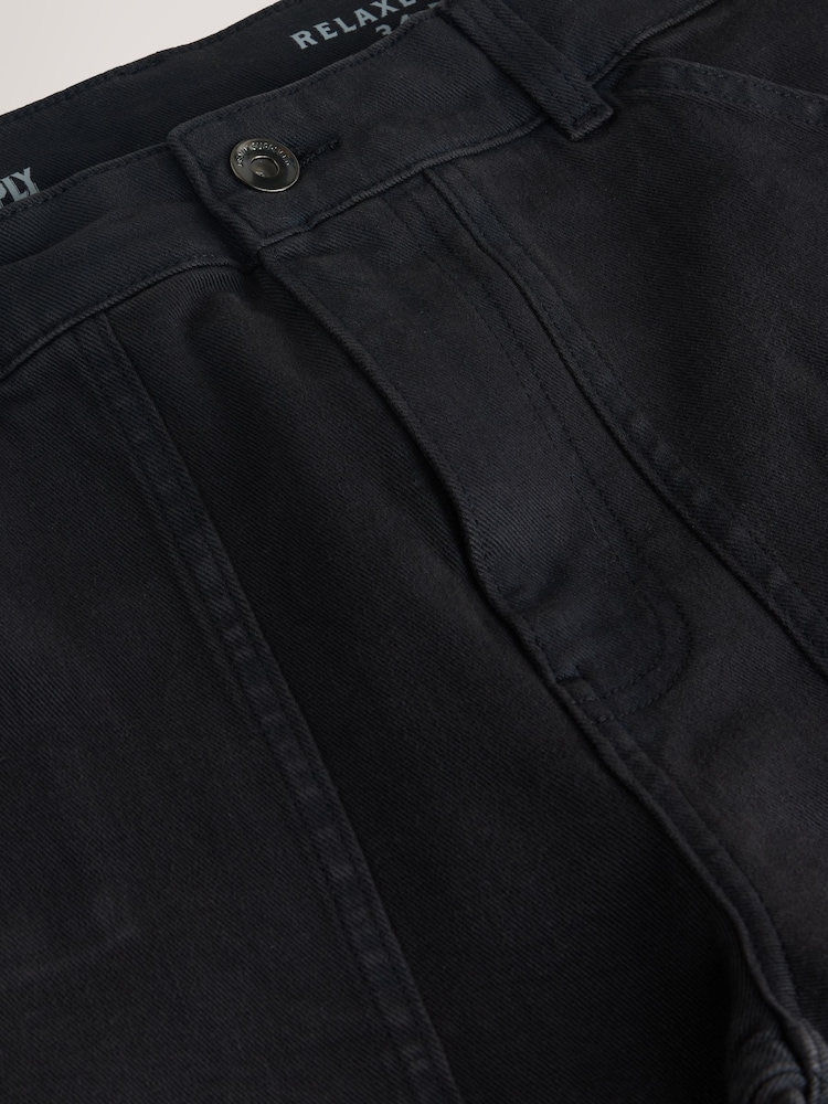 Black Relaxed Fit Fatigued Denim Trousers - Image 11 of 11