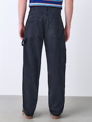 Black Relaxed Fit Fatigued Denim Trousers - Image 4 of 11