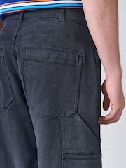 Black Relaxed Fit Fatigued Denim Trousers - Image 7 of 11