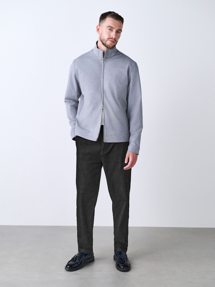 Black Regular Fit Single Pleated Denim Chino Trousers - Image 2 of 11 Black Regular Fit Single Pleated Denim Chino Trousers - Image 2 of 11