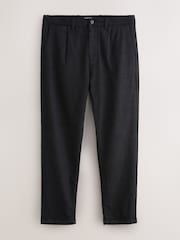 Black Regular Fit Single Pleated Denim Chino Trousers - Image 7 of 11