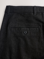 Black Regular Fit Single Pleated Denim Chino Trousers - Image 8 of 11