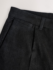 Black Regular Fit Single Pleated Denim Chino Trousers - Image 9 of 11