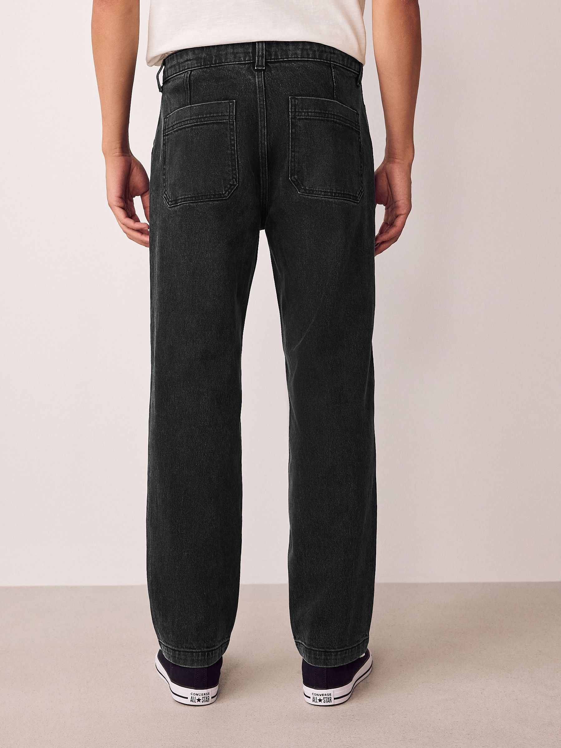 Buy Black Relaxed Tapered Fit Denim Jeans from Next Norway