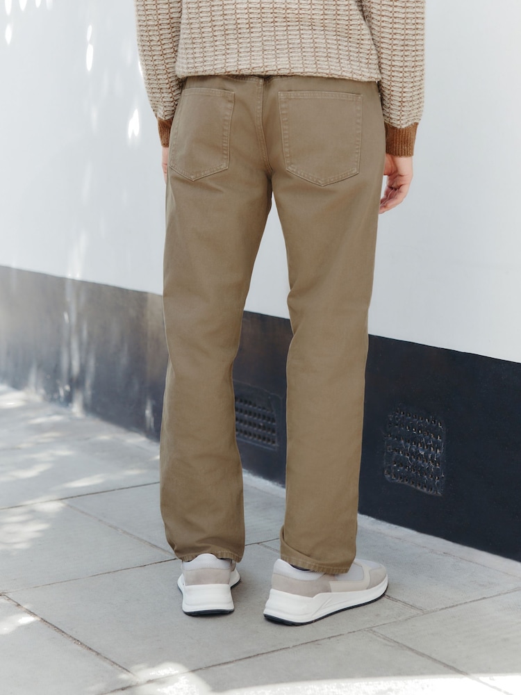 Tan Brown Straight Fit Canvas Denim Jeans - Image 2 of 8 Tan Brown Straight Fit Canvas Denim Jeans - Image 2 of 8