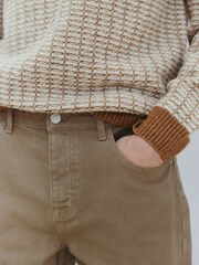 Tan Brown Straight Fit Canvas Denim Jeans - Image 3 of 8