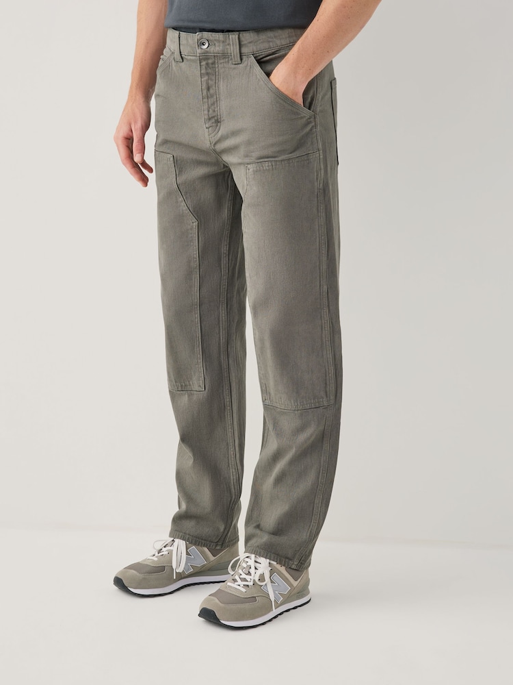 Khaki Green Relaxed Fit Carpenter Jeans - Image 1 of 11 Khaki Green Relaxed Fit Carpenter Jeans - Image 1 of 11