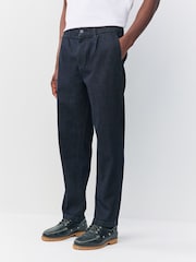 Indigo Blue Regular Fit Single Pleated Denim Chino Trousers - Image 1 of 10