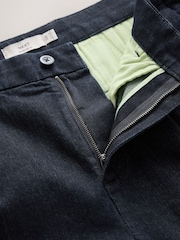 Indigo Blue Regular Fit Single Pleated Denim Chino Trousers - Image 10 of 10