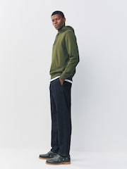 Indigo Blue Regular Fit Single Pleated Denim Chino Trousers - Image 3 of 10