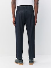 Indigo Blue Regular Fit Single Pleated Denim Chino Trousers - Image 4 of 10