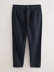 Indigo Blue Regular Fit Single Pleated Denim Chino Trousers - Image 7 of 10