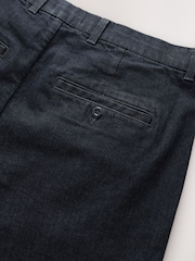 Indigo Blue Regular Fit Single Pleated Denim Chino Trousers - Image 9 of 10