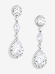 Jon Richard Silver Tone Cubic Zirconia Statement Pear Drop Earrings - Image 1 of 3