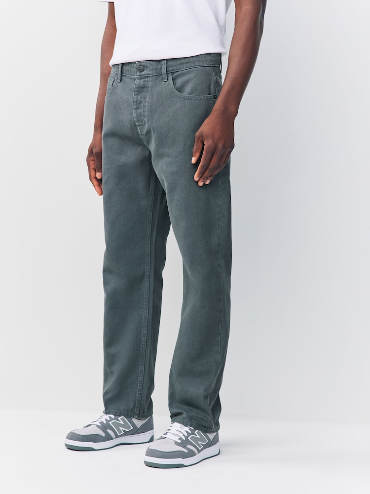 Light Blue Straight Fit Canvas Denim Jeans - Image 1 of 9