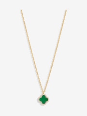 Jon Richard Gold Tone And Malachite Clover Pendant Necklace - Image 1 of 4