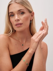 Jon Richard Gold Tone And Malachite Clover Pendant Necklace - Image 2 of 4