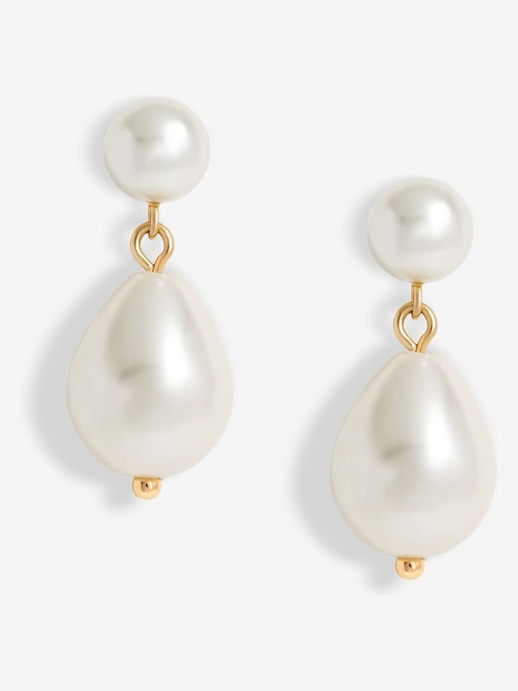 Jon Richard Silver Pearl Peardrop Earrings - Image 1 of 3