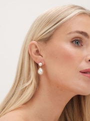Jon Richard Silver Pearl Peardrop Earrings - Image 3 of 3