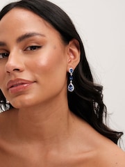 Jon Richard Silver Tone Cubic Zirconia Sapphire Statement Pear Drop Earrings - Image 3 of 3