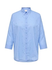 ONLY Curve Blue Embroidered 100% Cotton Long Sleeve Loose Shirt - Image 5 of 6