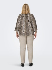 ONLY Curve Brown Leopard Print V-Neck 3/4 Sleeve T-Shirt - Image 3 of 6