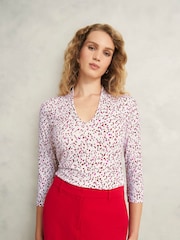 Hobbs Pink Aimee Printed Top - Image 1 of 4