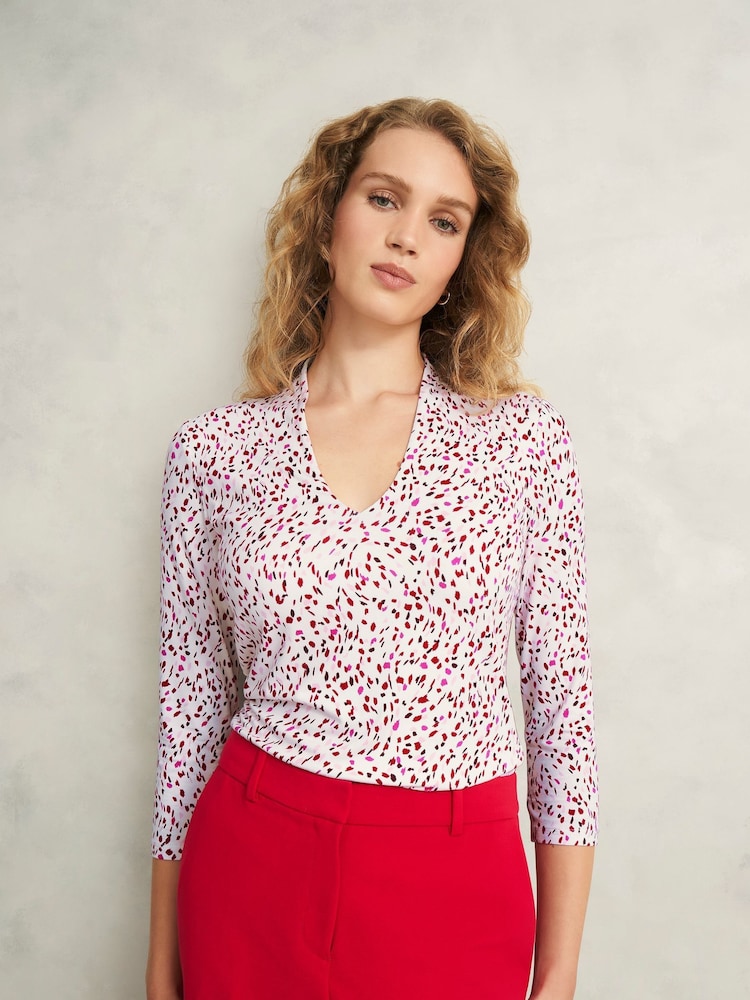 Hobbs Pink Aimee Printed Top - Image 1 of 4