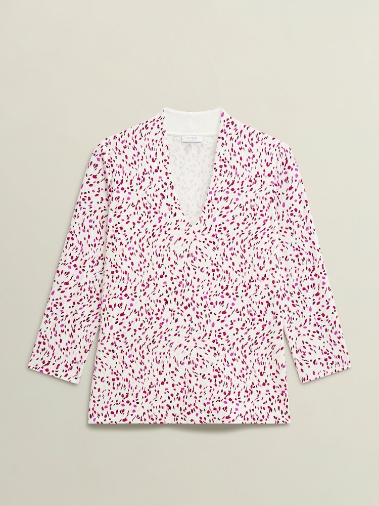 Hobbs Pink Aimee Printed Top - Image 4 of 4