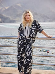 ONLY Curve Black Printed Wide Leg Trousers - Image 1 of 7