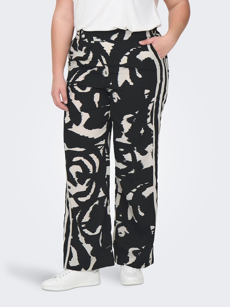 ONLY Curve Black Printed Wide Leg Trousers - Image 2 of 7