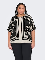 ONLY Curve Black Contrast Stripe Blouse - Image 2 of 8