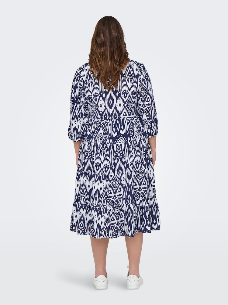 ONLY Curve Blue 3/4 Sleeve Smock Dress - Image 3 of 7