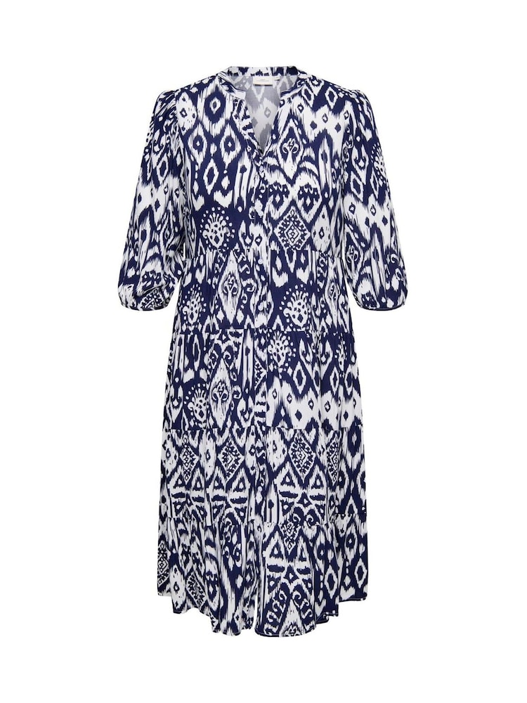 ONLY Curve Blue 3/4 Sleeve Smock Dress - Image 6 of 7