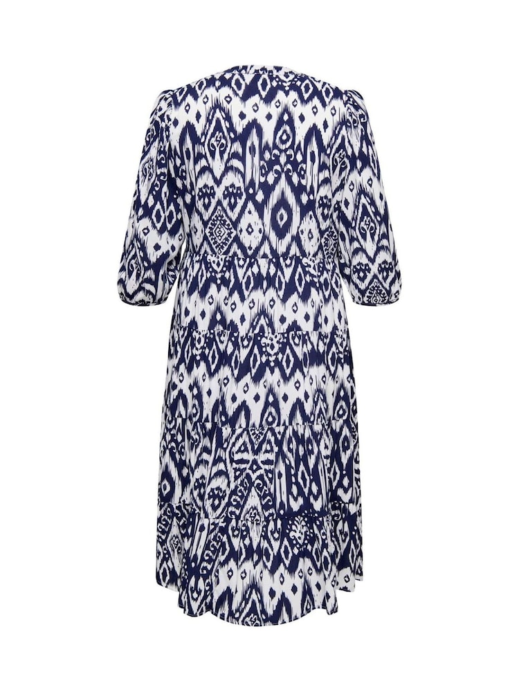 ONLY Curve Blue 3/4 Sleeve Smock Dress - Image 7 of 7