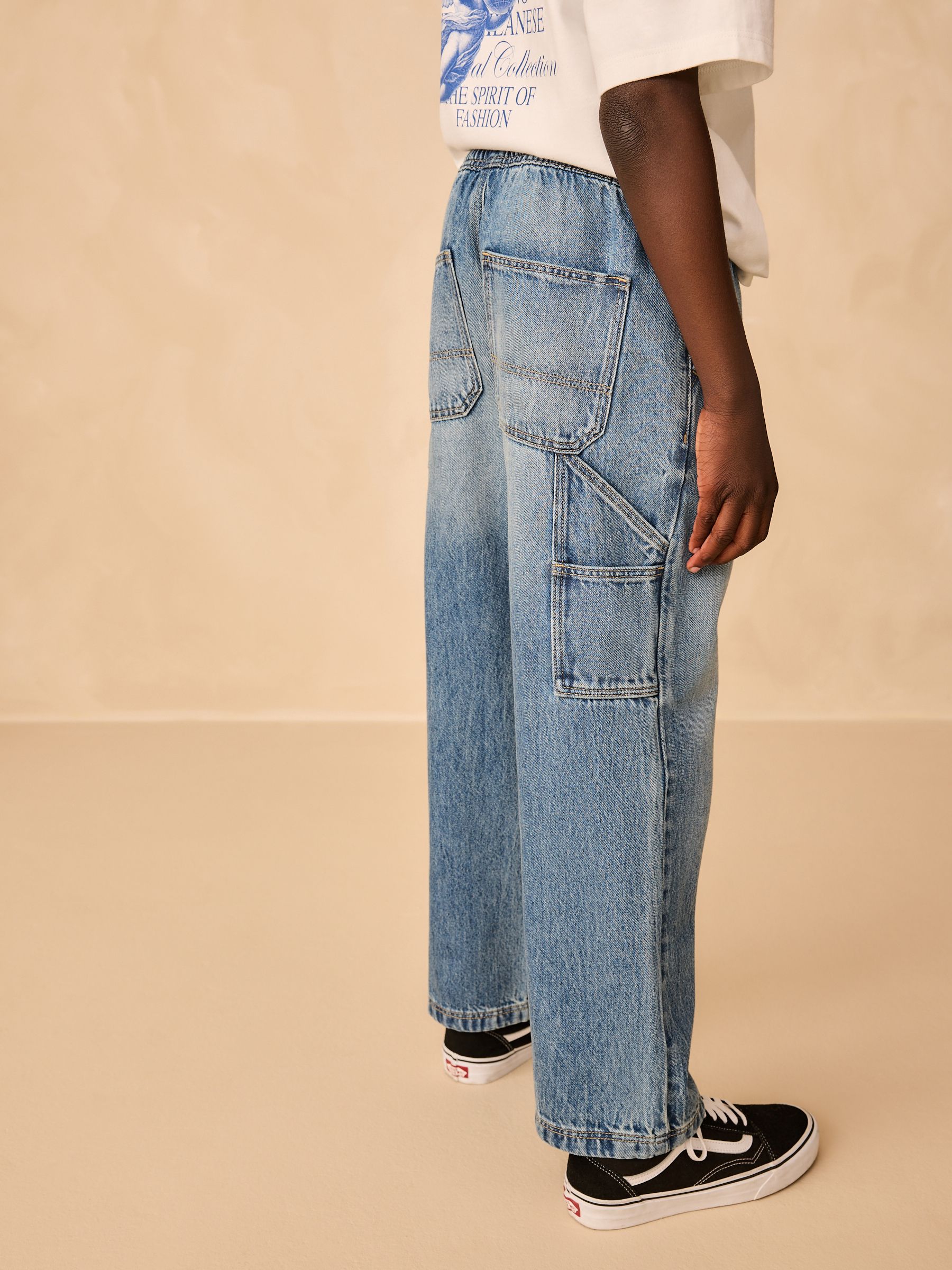 Buy Mid Blue Denim Denim Pull On Carpenter Jeans (3-16yrs) from