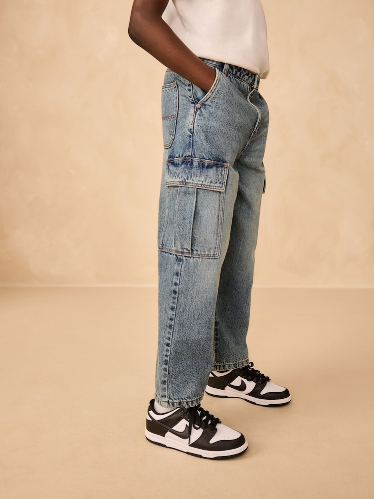 Denim Tint Superwide Denim Cargo Jeans (3-16yrs) - Image 1 of 9