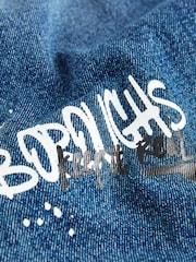 Varsity All Over Print Mid Blue Denim Wide Fit Authentic Jeans (3-16yrs) - Image 3 of 4