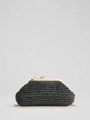 LK Bennett Black Small Alexa Paper Oloid Clasp Frame Clutch Bag - Image 2 of 3