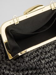 LK Bennett Black Small Alexa Paper Oloid Clasp Frame Clutch Bag - Image 3 of 3