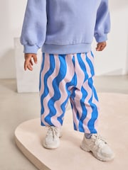 Blue/Lilac Wave Stripe Textured Barrel Leg Trousers (3mths-7yrs) - Image 1 of 8